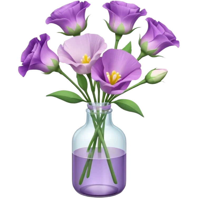 bouquet of realistic eustoma 11 in a bottle emoji