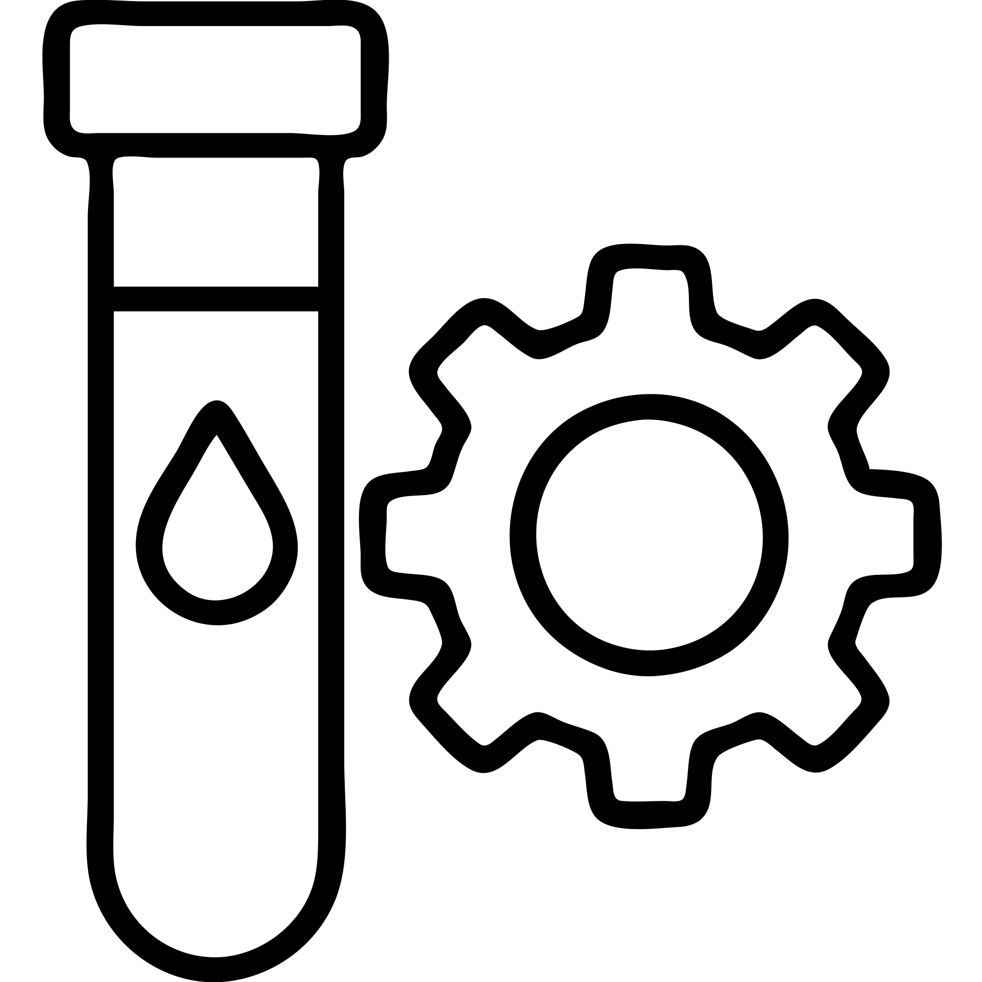 a blood tube and a gear, side by side, simple outlined icon style emoji