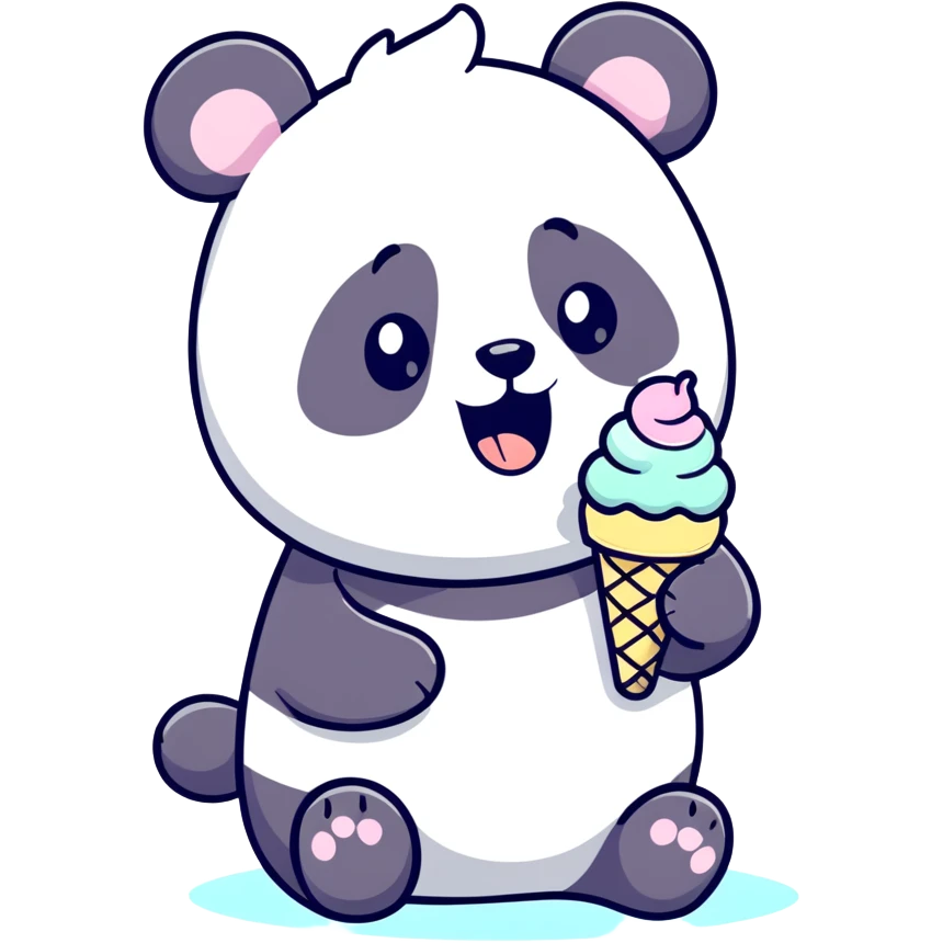 Panda eating ice cream emoji
