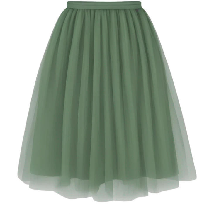 Long Sage Green tulle skirt, isolated emoji