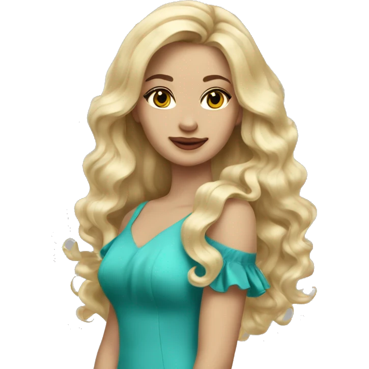 Blonde girl long wave hair Tiffany dress emoji