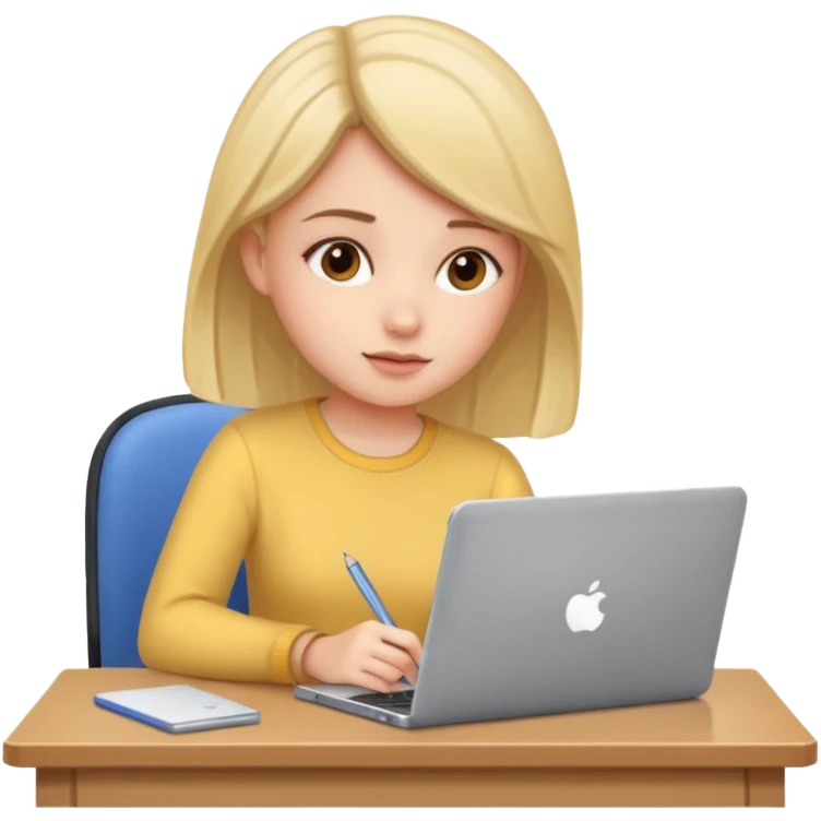 girl sitting at desk with laptop emoji