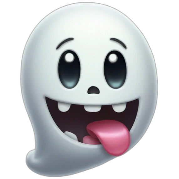 a funny little ghost who sticks out his tongue emoji