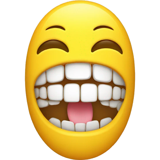 Yellow emoji, small eyes, small mouth with teeth on the bottom emoji
