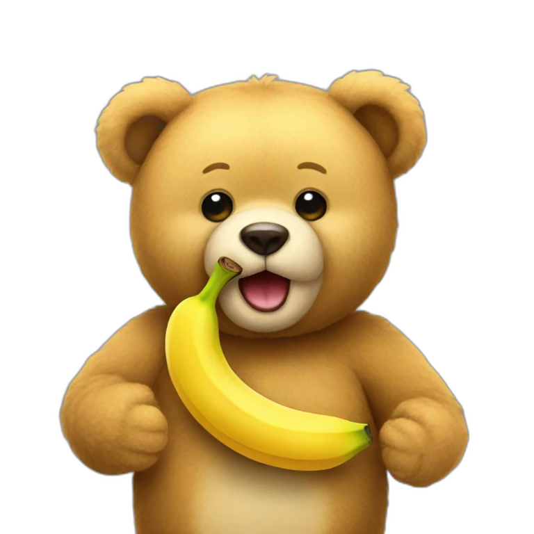 a teddy bear wearing a banana emoji