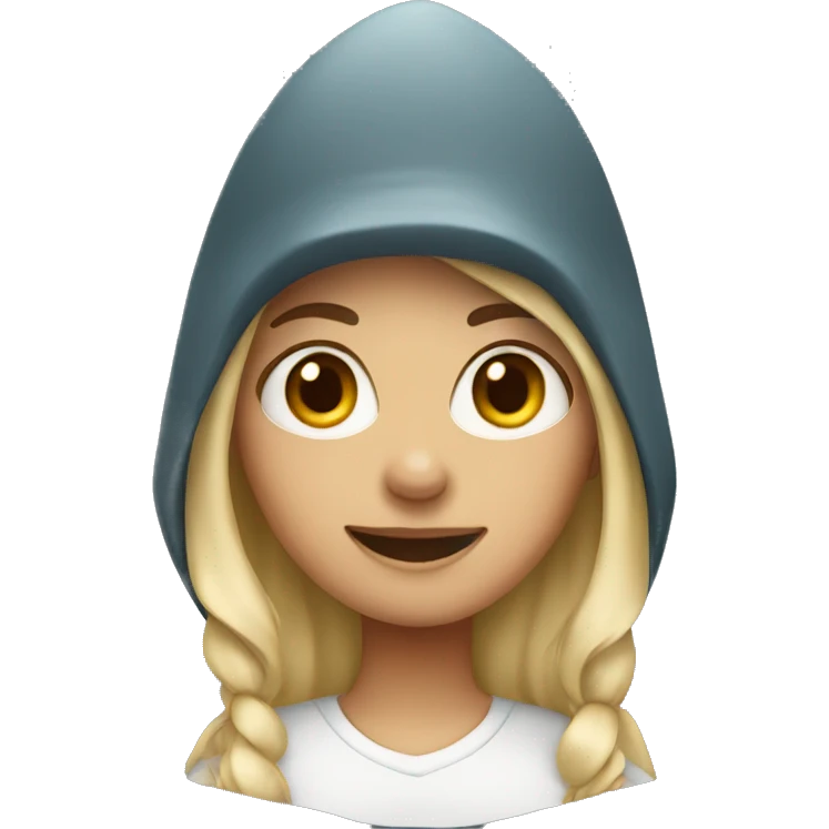 Girl wearing shark hat emoji