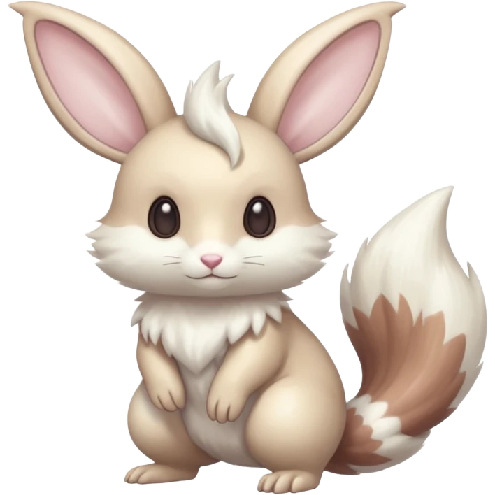 Shiny pastel silvery grey albino Lopunny-Furret-Cinccino-fusion (full body) emoji