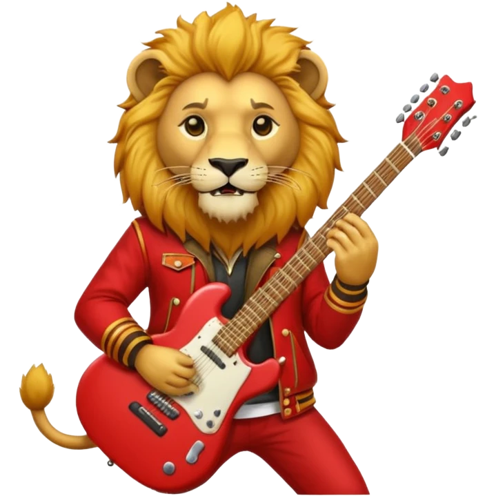 guitar rock lion head, red jacket emoji