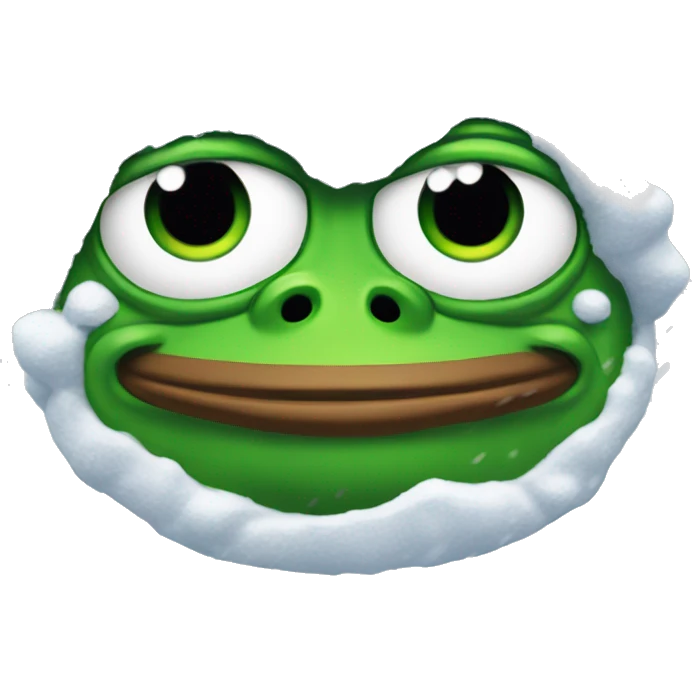 pepe the frog covered in snow emoji