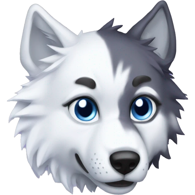 make me a blue and whit and purple wolf snow emoji