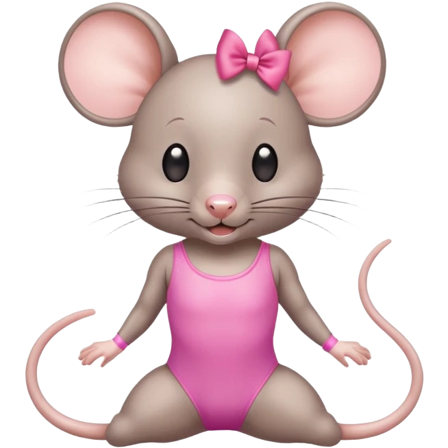 rat with a pink bow wearing a gymnastics leotard emoji