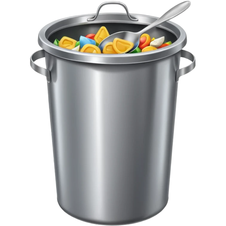 a spoon on a stainless steel garbage can emoji