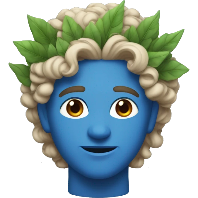 Blue greek god with curly hair and leaf laurel crown emoji