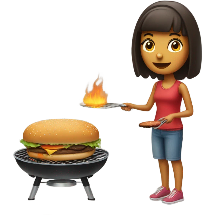Girl grilling a burger  emoji