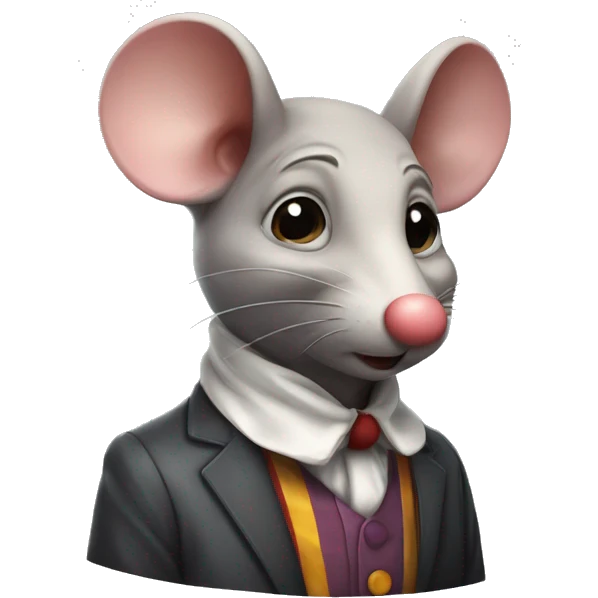 Een studerende rat met een clown gezicht emoji