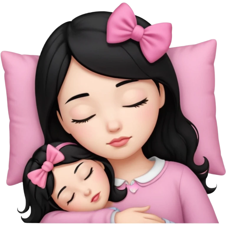  نايمه😴🎀عندها شعر اسود بس بشكل بنت تبي تنام emoji