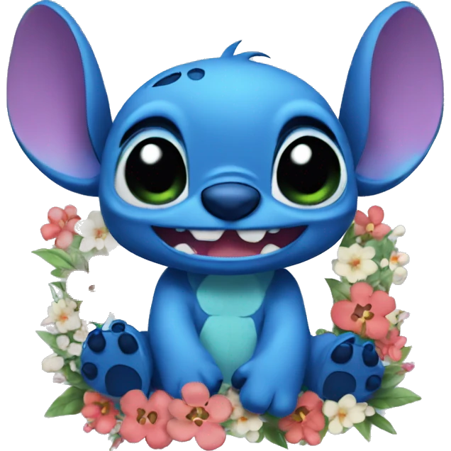 stitch with flowers emoji