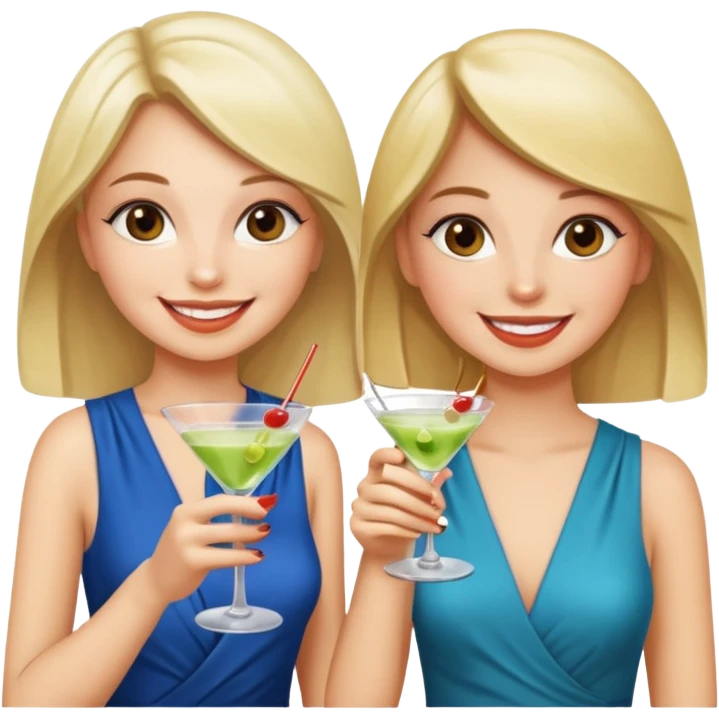 Two girls drinking martini emoji