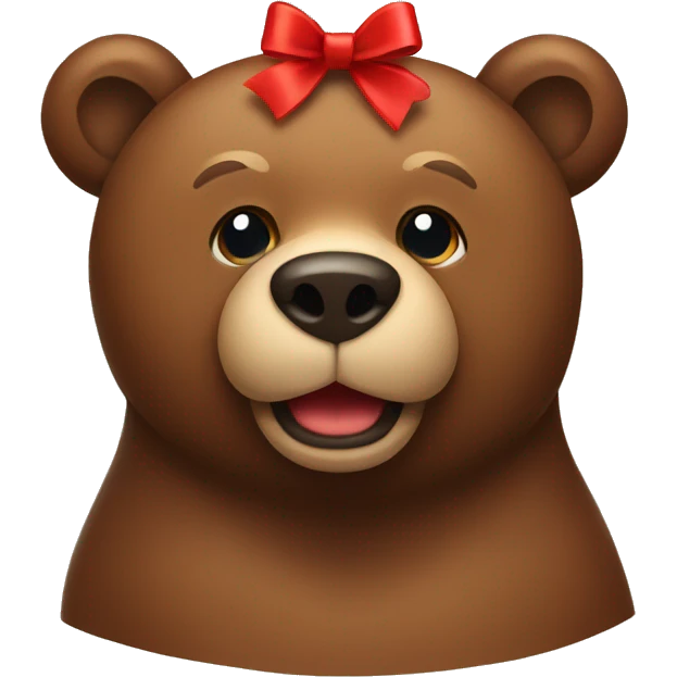 A brown bear with a red bow emoji