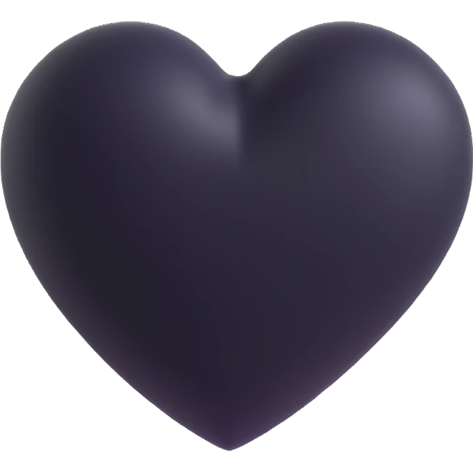 rubber black heart icon, slightly squishy, subtle highlights, 3D look emoji