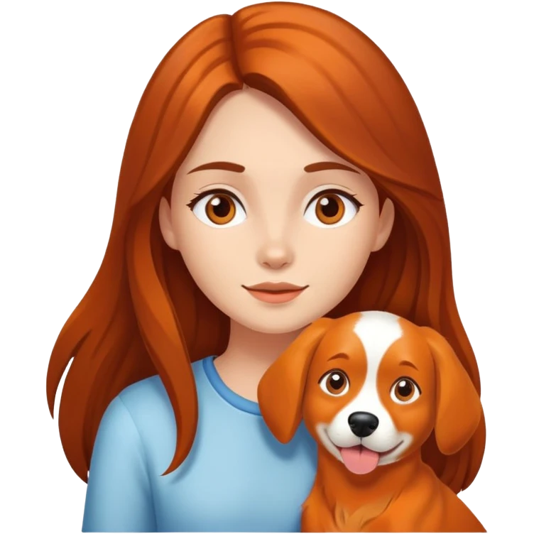 girl with long hair orange dog emoji