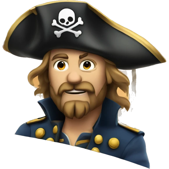 Pirate on top of a ship looking true a binocle emoji