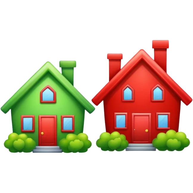 Monopoly Green and red houses emoji