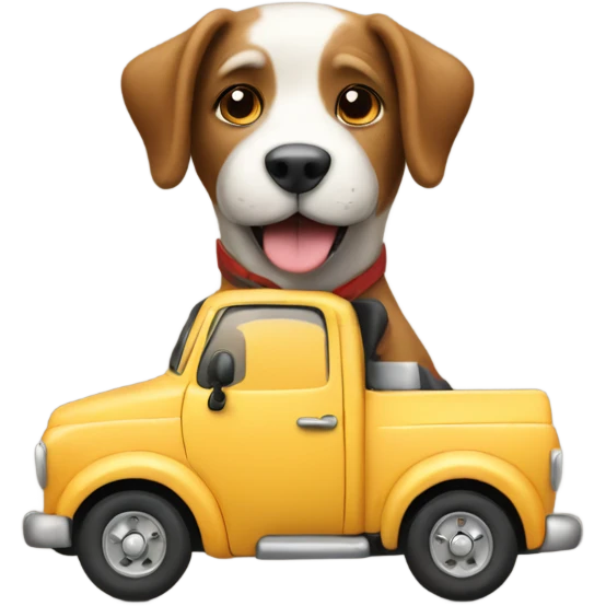 Dog driving a truck emoji