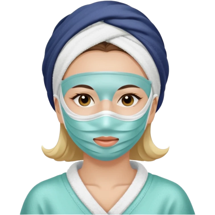 Lady with face mask spa beauty full face relaxing emoji