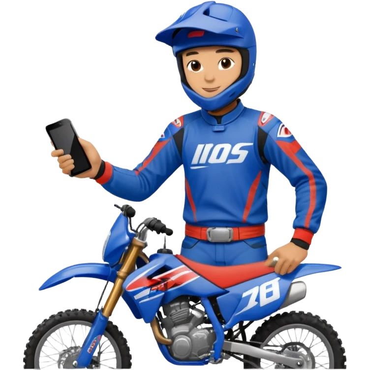 dirtbike rider in blue gear signing autographs emoji