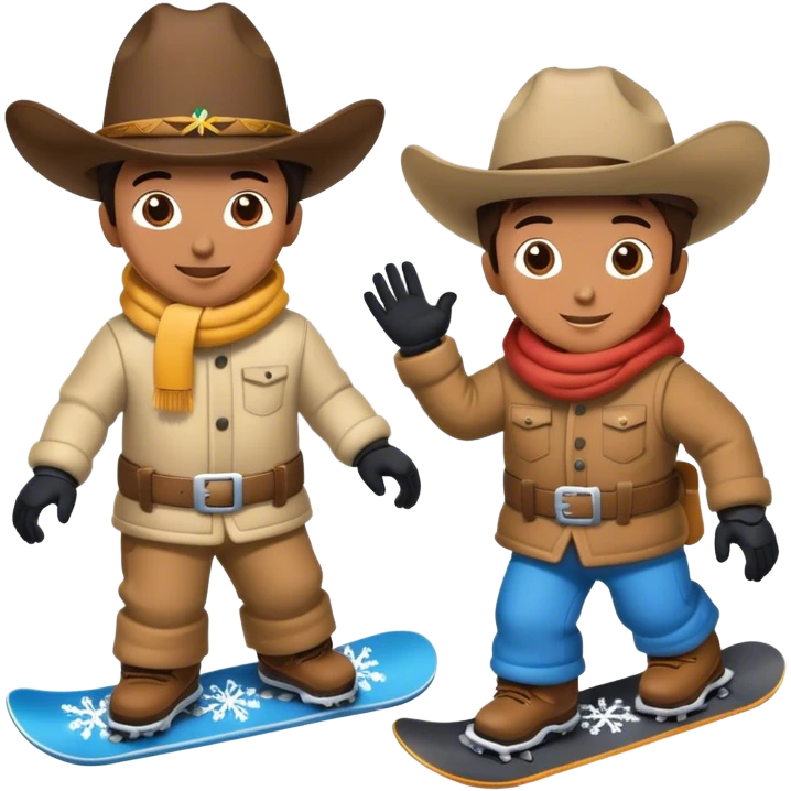 2 cowboys snowboarding birthday  emoji