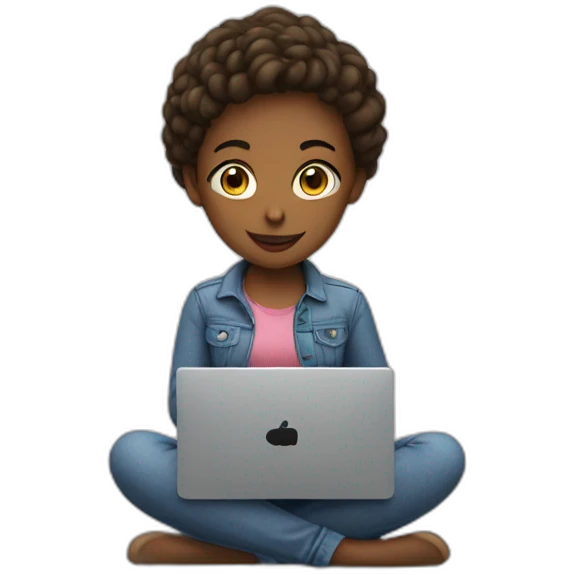 girl with a cell phone and a laptop emoji