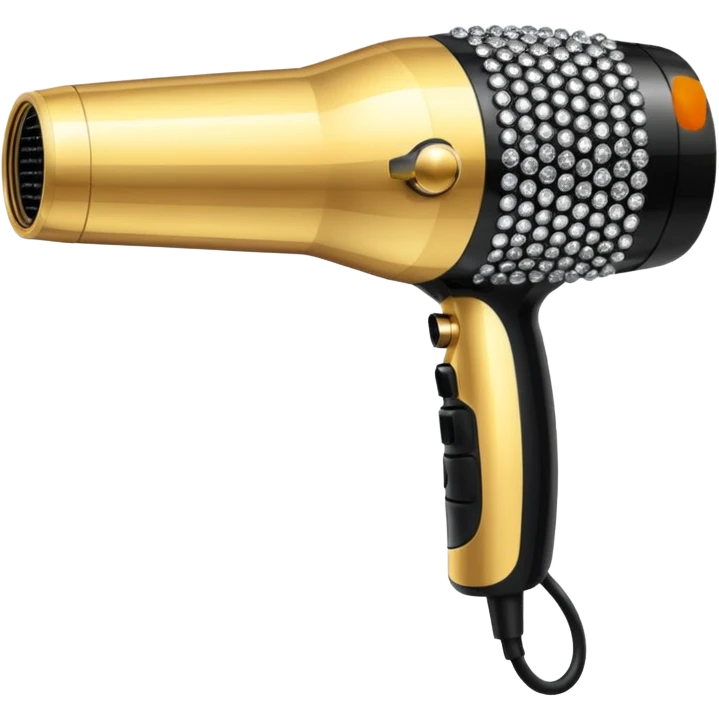 black blow dryer covered in diamonds emoji