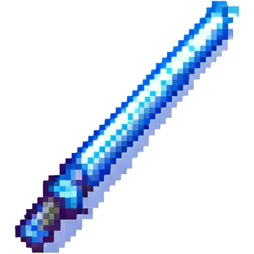 stylized lightsaber glowing blue, inspired by Star Wars, pixel art style emoji