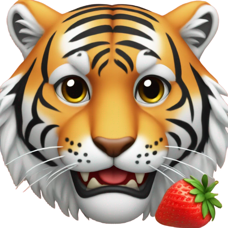 Tiger eating a strawberry  emoji