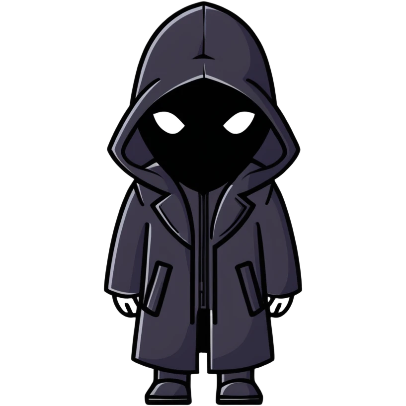 Squid Game Front Man with black geometric mask and black coat emoji