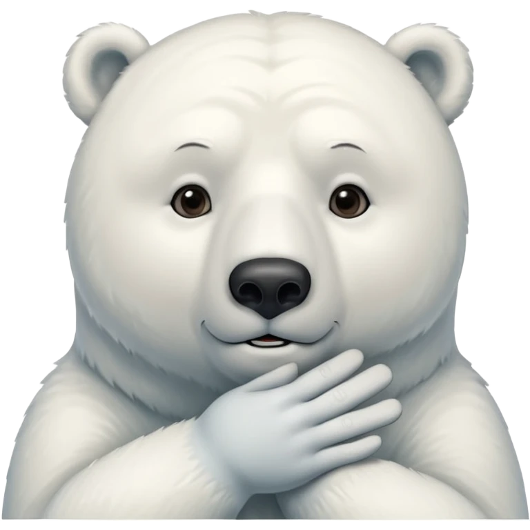 polar bear hald body, hand on chin, wow suprise, half body emoji