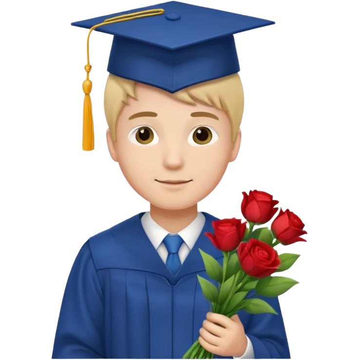Graduated Students, Male,wearing graduation cap, holding bouquet of flowers
 emoji