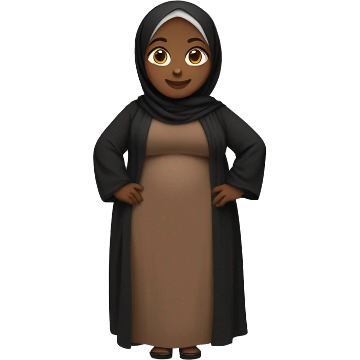 Chubby Black hijabi standing in fancy brown abaya emoji