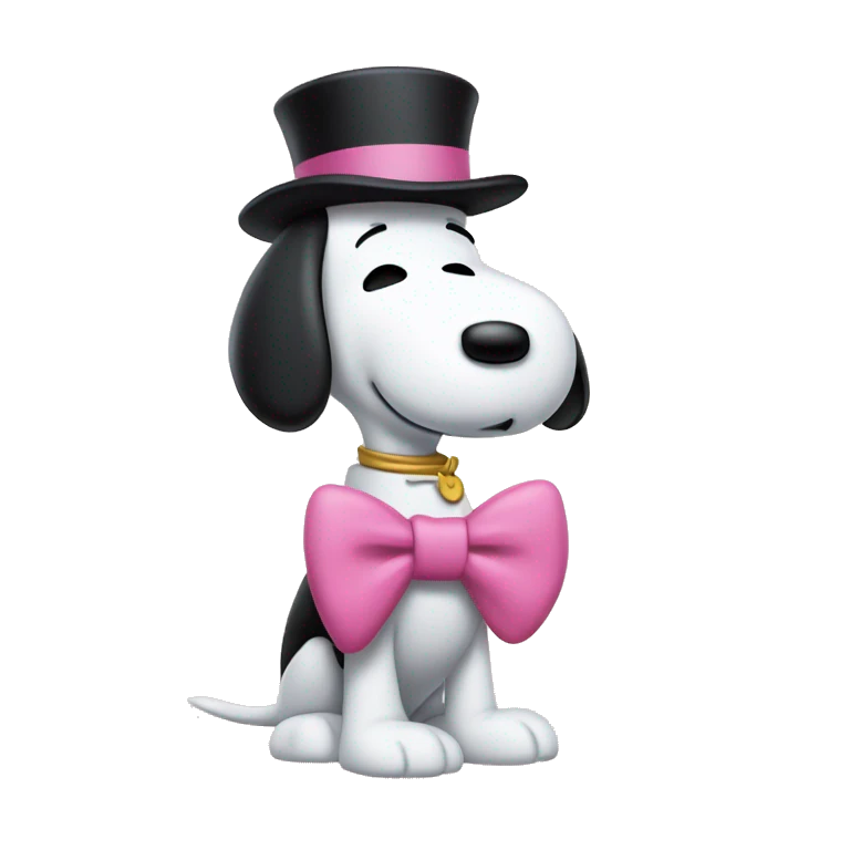Personaje snoopy con un lazo rosa emoji