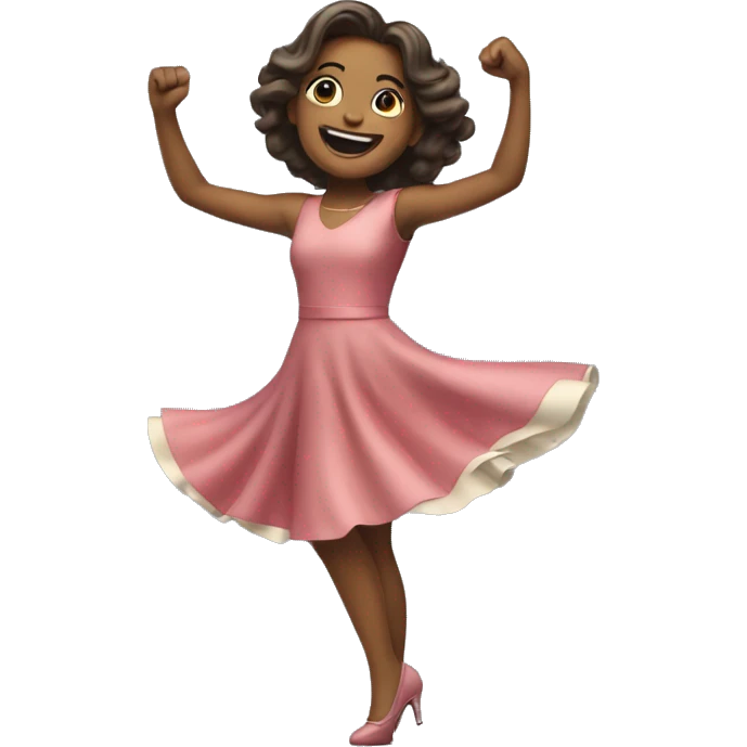 An emoji of a girl in a stylish dress dancing gracefully, with one arm raised and a joyful expression on her face emoji