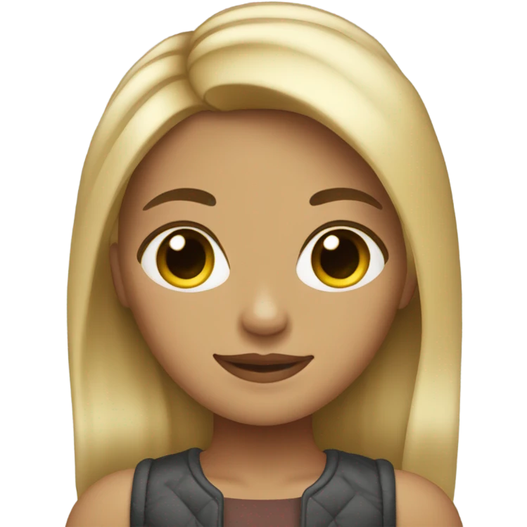 Blonde girl with brown hair and brown roots and fashionable  emoji