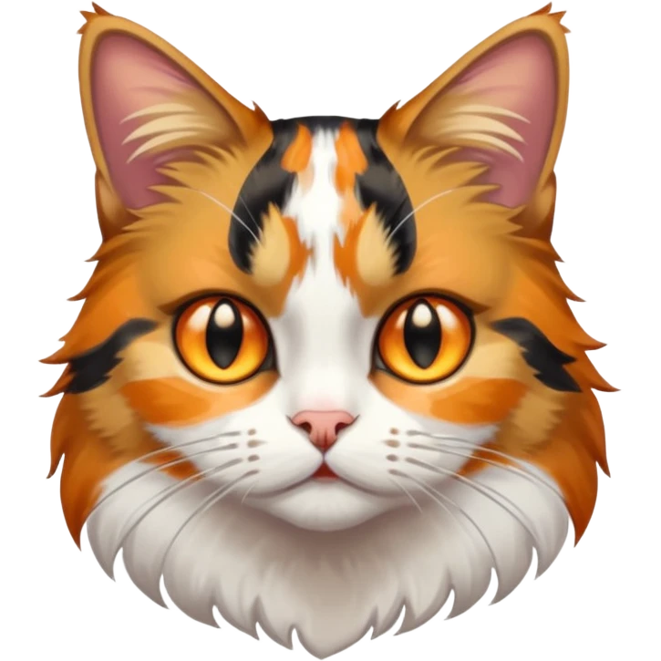 full body anxious looking colourful light calico tabby cat with hazel eyes emoji