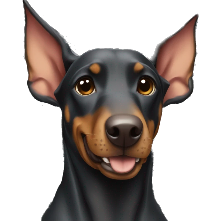 doberman in a cage but very happy emoji