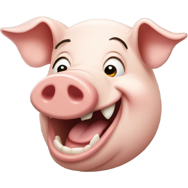 pig head laughing profile emoji