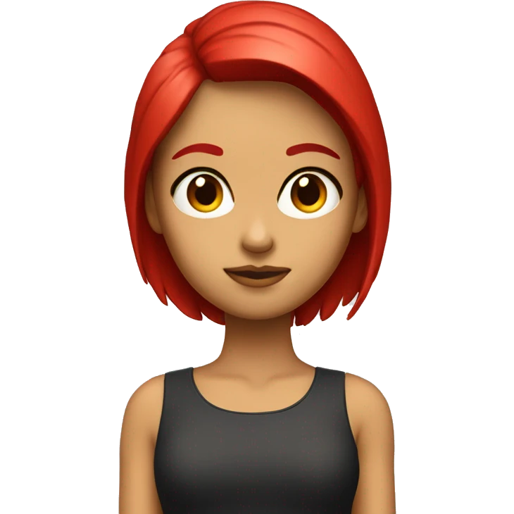 Chica con pelo rojo y lacio, cara  emoji
