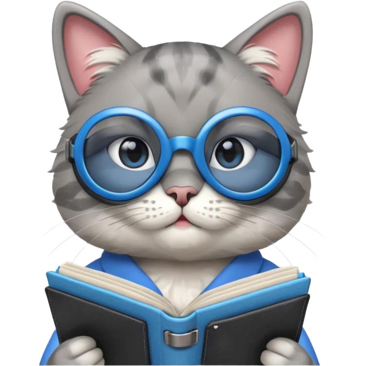 funny cat with planner with blue goggles emoji