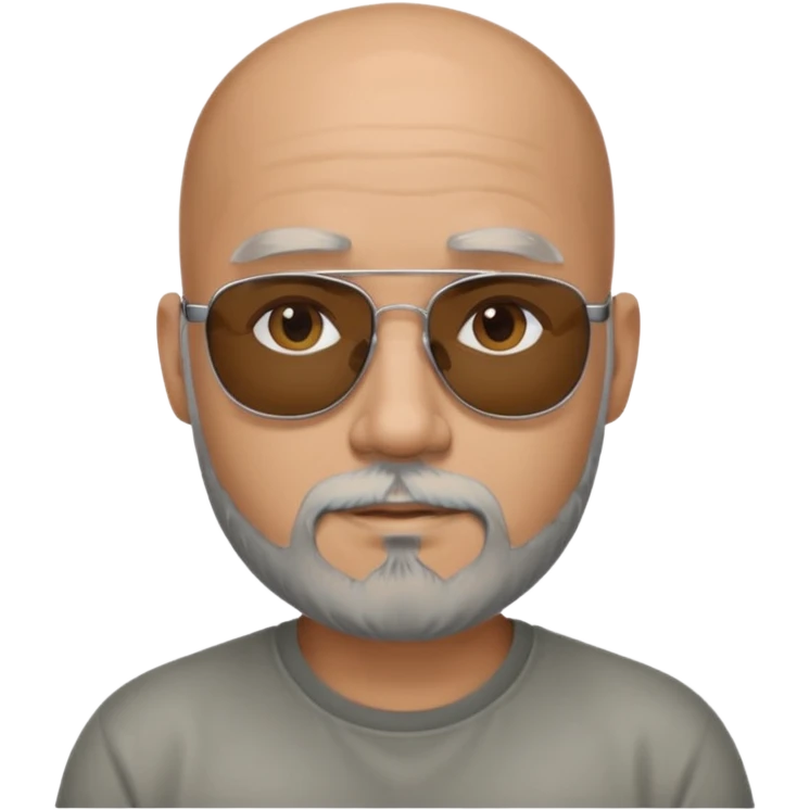Bald male, black sunglasses, gray goatee beard, realistic portrait emoji
