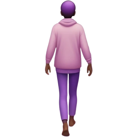 A small figure walks back across a foggy bridge, holding soft pink and purple orbs in each hand—symbolizing compassion and forgiveness. A gentle heart aura trails behind them, showing healing in motion. emoji