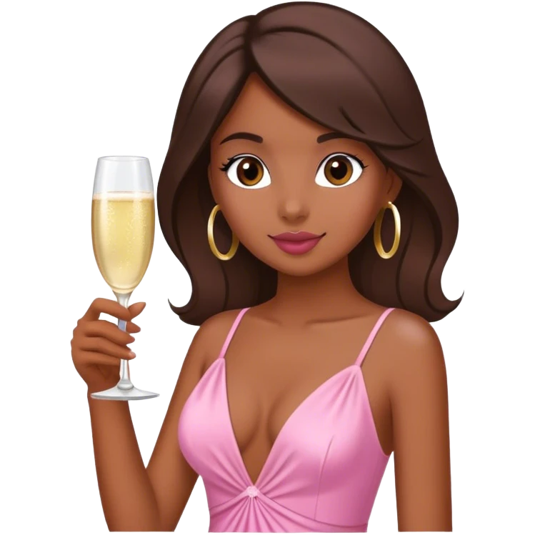Brune girl pink dress champagne  emoji